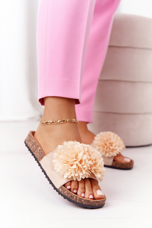 Hausschuhe beige Flowerbomb