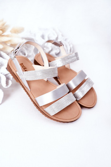 Glänzende Kindersandalen in silberner Farbe, Natalie 2