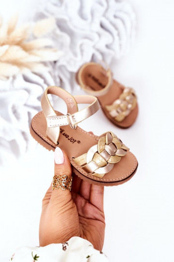 Sandalen für Kinder mit Schlangenprint in Goldfarbe Baxlee 2