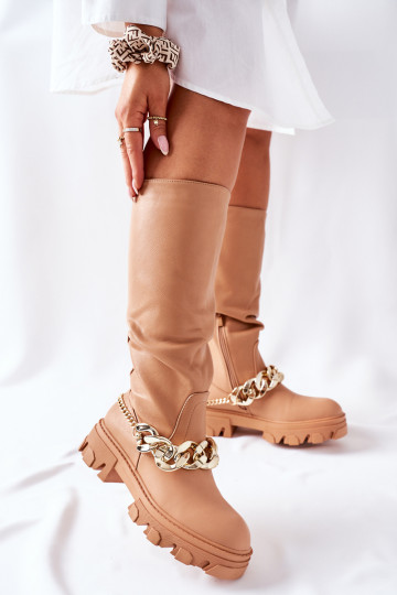 Lange Stiefel mit stilvollen Details in der Farbe Braun von Cecina