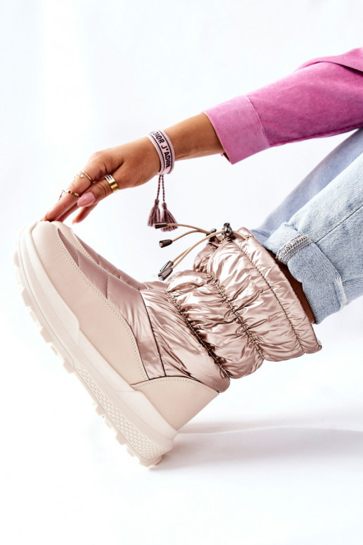 Warme Schneestiefel mit Reißverschlüssen in der Farbe Gold von Starbone Warme Schneestiefel mit Reißverschlüssen in der Farbe Gold von Starbone