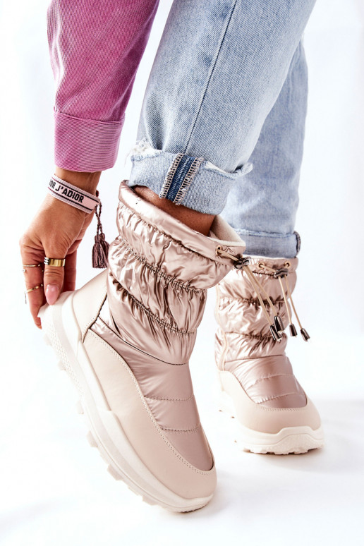 Warme Schneestiefel mit Reißverschlüssen in der Farbe Gold von Starbone Warme Schneestiefel mit Reißverschlüssen in der Farbe Gold von Starbone