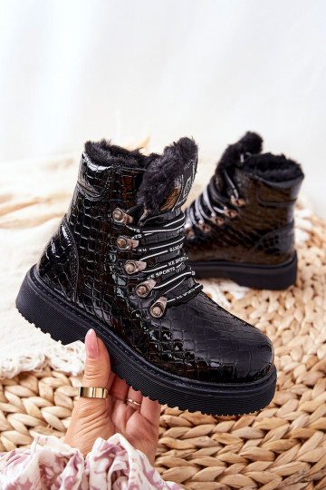 Warme Kinderstiefel mit Fell innen in der Farbe Schwarz Doreen 2