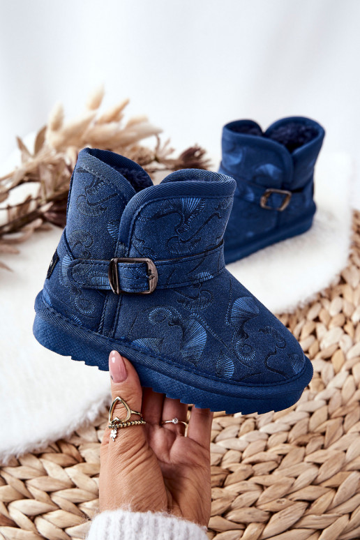 Kinder-Schneestiefel mit Fell in dunkelblauem Kawai Kinder-Schneestiefel mit Fell in dunkelblauem Kawai