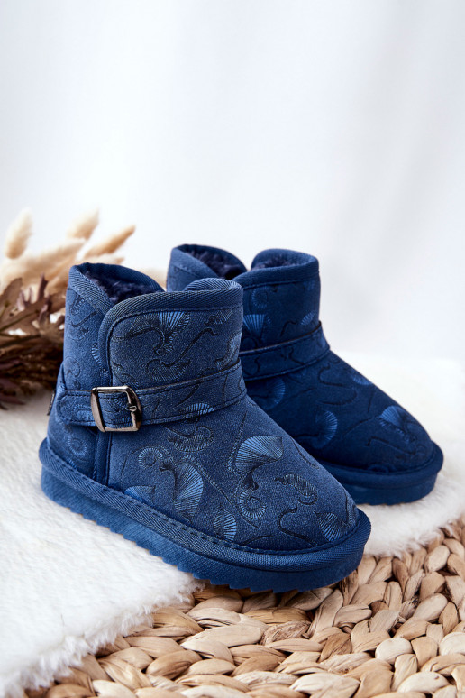 Kinder-Schneestiefel mit Fell in dunkelblauem Kawai Kinder-Schneestiefel mit Fell in dunkelblauem Kawai