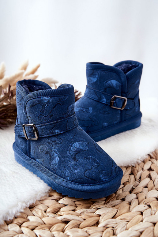 Kinder-Schneestiefel mit Fell in dunkelblauem Kawai Kinder-Schneestiefel mit Fell in dunkelblauem Kawai