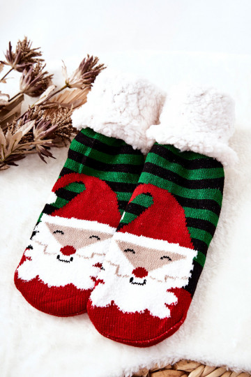 Lange Weihnachtssocken Weihnachtsmann Schwarz und Grün