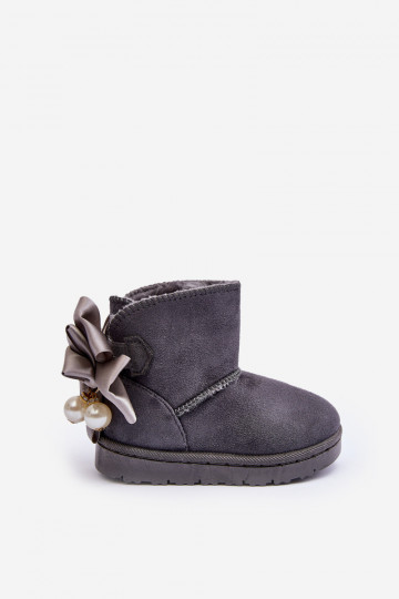 Gewärmte Schneestiefel für Kinder mit Bändern in Grau von Snowis 2