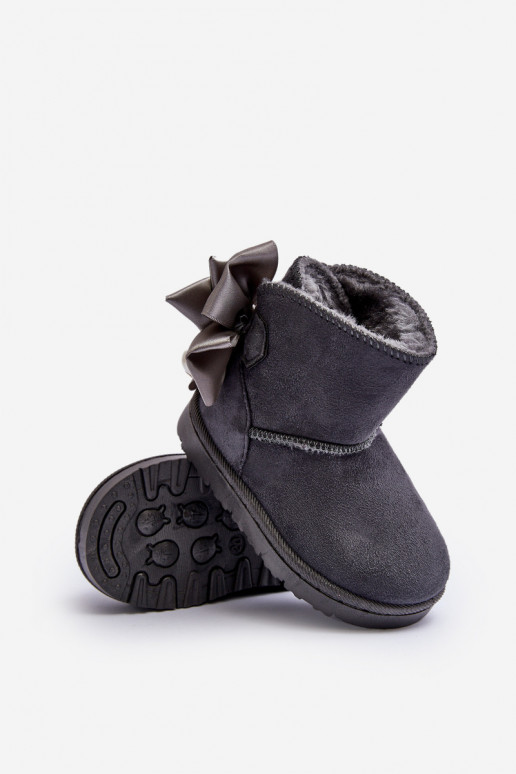 Gewärmte Schneestiefel für Kinder mit Bändern in Grau von Snowis