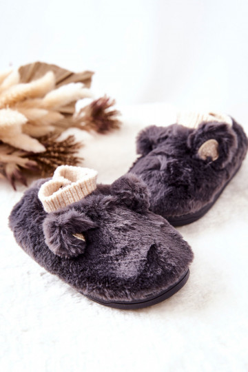 Beheizte Hausschuhe mit Überziehverschluss in der grauen Farbe Dessi 2