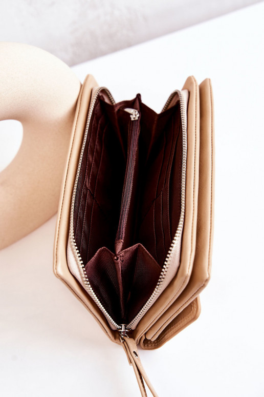 Loreaine Elfenbeinfarbenes, großes Lederportemonnaie mit Reißverschluss Loreaine Elfenbeinfarbenes, großes Lederportemonnaie mit Reißverschluss