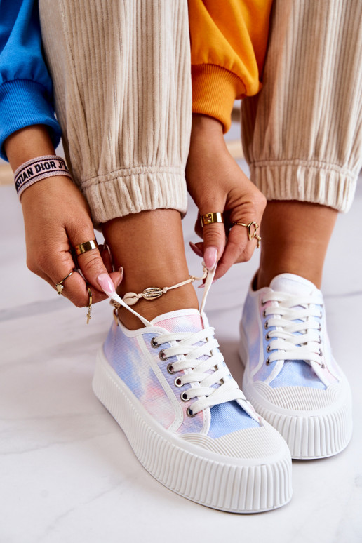 blau-rosafarbene Mischa-Sneaker mit flacher Sohle und Plateau blau-rosafarbene Mischa-Sneaker mit flacher Sohle und Plateau