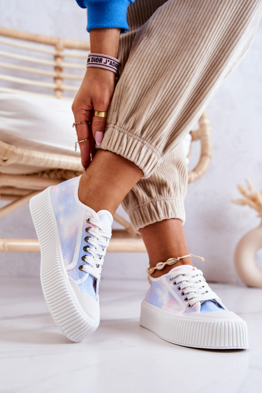 blau-rosafarbene Mischa-Sneaker mit flacher Sohle und Plateau blau-rosafarbene Mischa-Sneaker mit flacher Sohle und Plateau