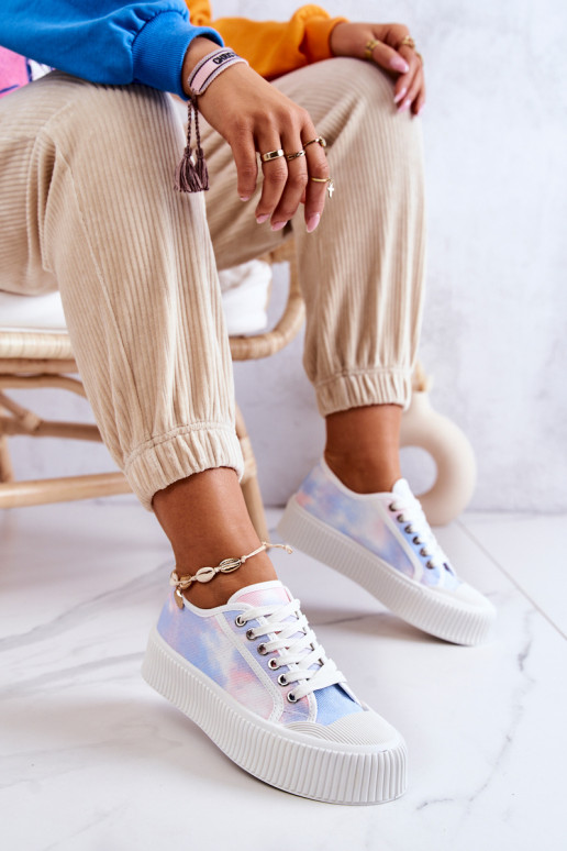 blau-rosafarbene Mischa-Sneaker mit flacher Sohle und Plateau blau-rosafarbene Mischa-Sneaker mit flacher Sohle und Plateau