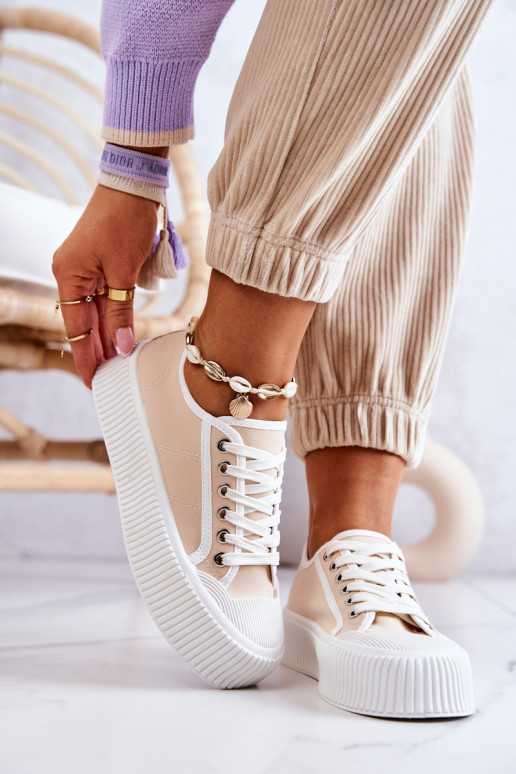 Plateau-Sneaker in Beige Mischa Plateau-Sneaker in Beige Mischa