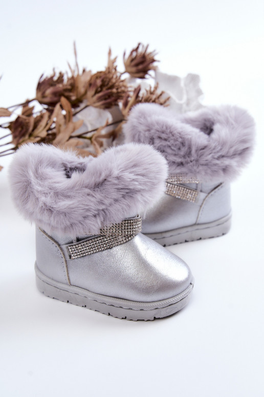 Kinder-Schneestiefel mit glitzernden Augen in der Farbe Silber von Hollee Kinder-Schneestiefel mit glitzernden Augen in der Farbe Silber von Hollee
