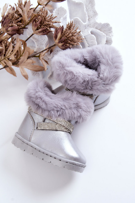 Kinder-Schneestiefel mit glitzernden Augen in der Farbe Silber von Hollee Kinder-Schneestiefel mit glitzernden Augen in der Farbe Silber von Hollee