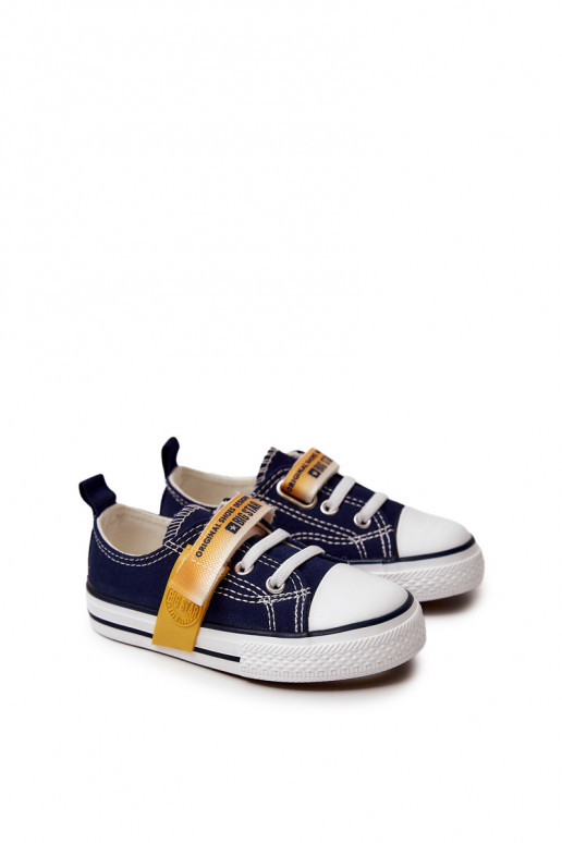 Flache Kinderschuhe BIG STAR JJ374077 dunkelblau Flache Kinderschuhe BIG STAR JJ374077 dunkelblau