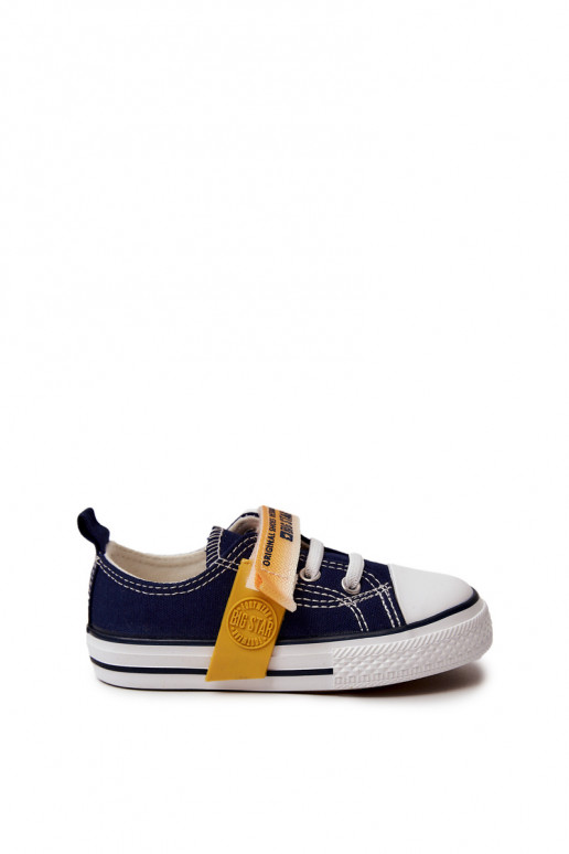 Flache Kinderschuhe BIG STAR JJ374077 dunkelblau Flache Kinderschuhe BIG STAR JJ374077 dunkelblau