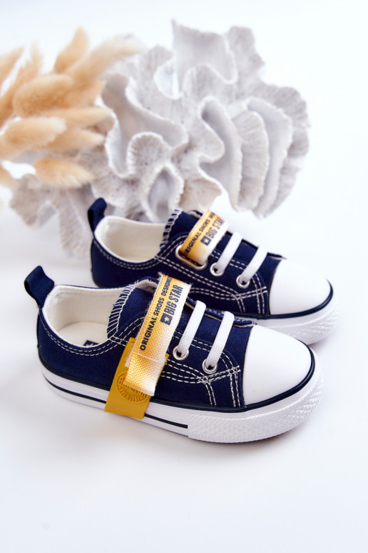 Flache Kinderschuhe BIG STAR JJ374077 dunkelblau Flache Kinderschuhe BIG STAR JJ374077 dunkelblau
