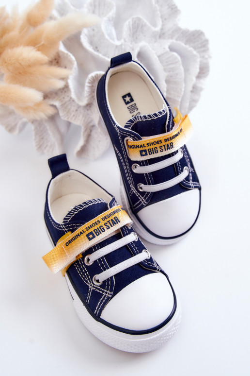 Flache Kinderschuhe BIG STAR JJ374077 dunkelblau Flache Kinderschuhe BIG STAR JJ374077 dunkelblau