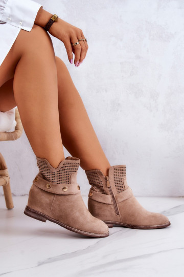 mit durchbrochenen Elementen Stiefel beige Royale 2