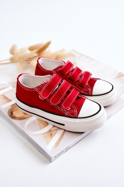 Kinder-Freizeitschuhe mit Klebeverschlüssen in rotem Bernie