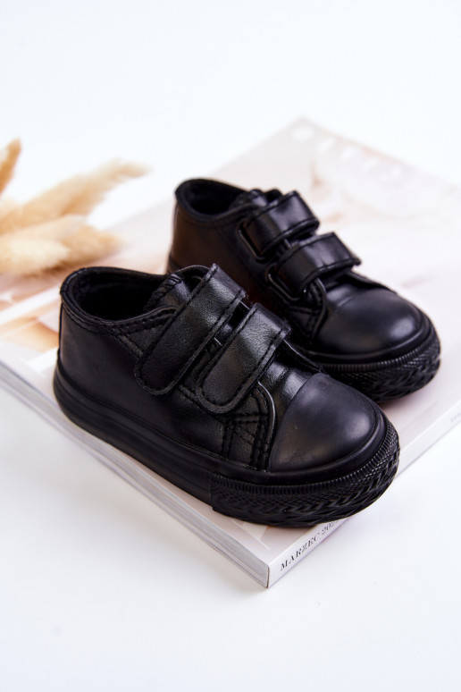 Kinder-Sneaker, Freizeitschuhe mit Klebeverschlüssen in der Farbe Schwarz von Foster