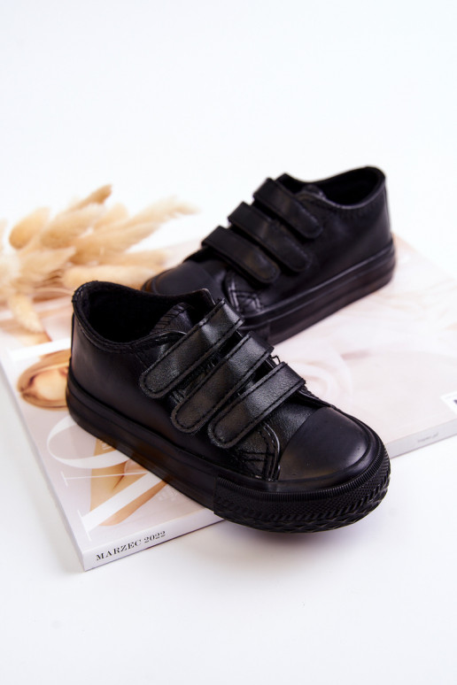 Kinder-Sneaker, Freizeitschuhe mit Klebeverschlüssen in der Farbe Schwarz von Foster