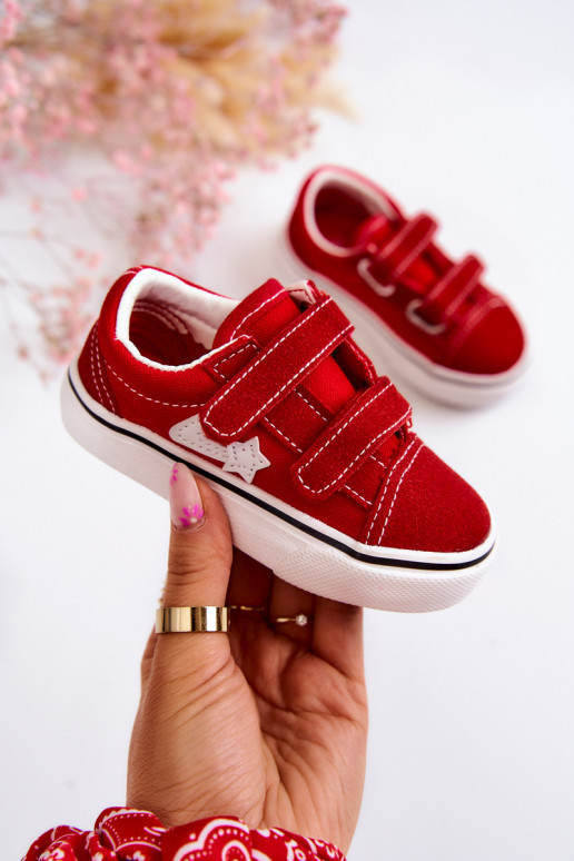 Klassisches Modell Sneakers mit Klebeverschlüssen in der roten Farbe Phiris