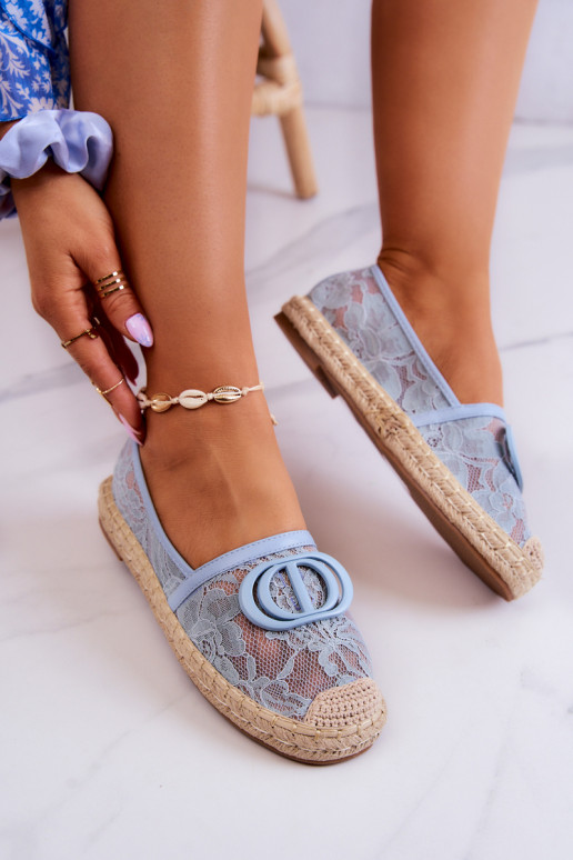 Espadrilles aus Spitze mit Ornamenten in der Farbe Blau Summer Dream