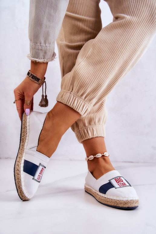 Stilvolle Slip-On-Espadrilles Big Star JJ274964 Weiß-Dunkelblau Stilvolle Slip-On-Espadrilles Big Star JJ274964 Weiß-Dunkelblau