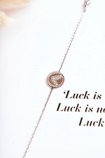 Damenarmband mit Ornamenten und Zirkonaugen, silberne Farbe