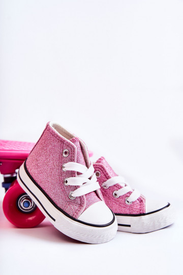 Catrina-Ledersneaker mit Absatz in rosa Farbe