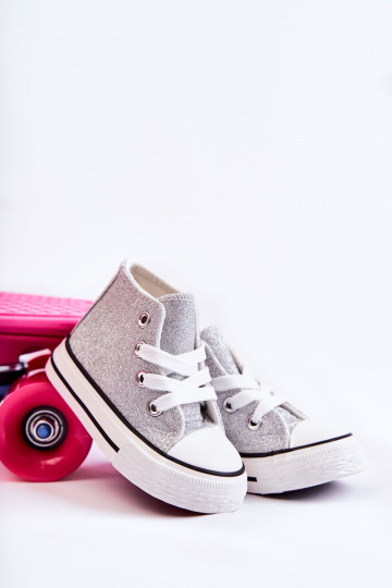 Silberfarbene Catrina-Ledersneaker