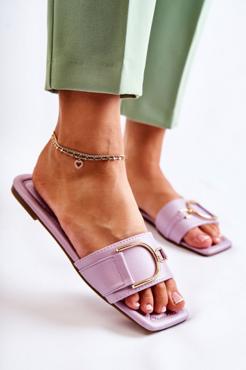 Klassisches Modell Hausschuhe mit Ornamenten lila Farbe Shilla