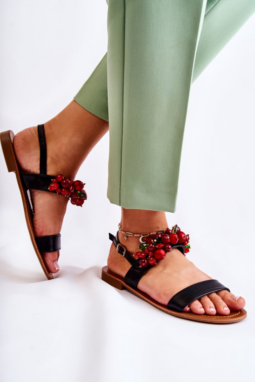 Modische Sandalen mit Perlen in der Farbe Schwarz Hally Modische Sandalen mit Perlen in der Farbe Schwarz Hally