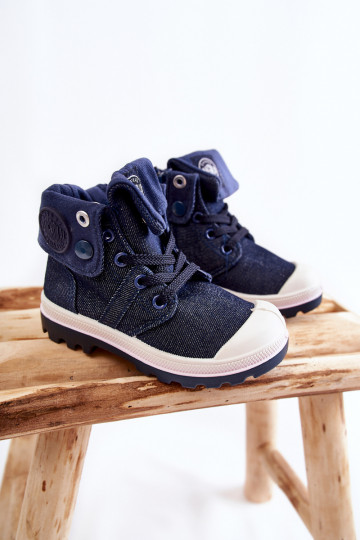 Kinder-Freizeitschuhe mit Riemen in dunkelblauer Farbe Tobby