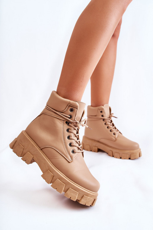 Damenstiefel warm beige Flavin