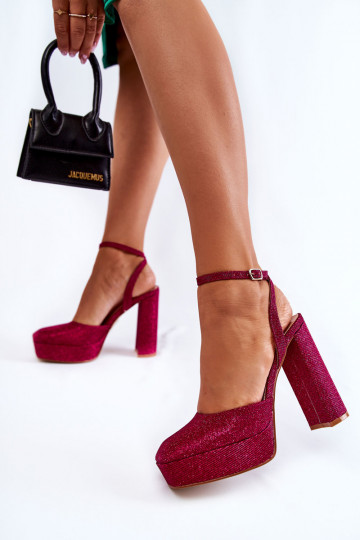 Damensandalen mit Glitzer und Absätzen Rosel