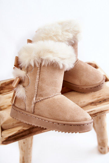 Warme Kinderstiefel mit Bändern Schneestiefel elfenbein Funky 2
