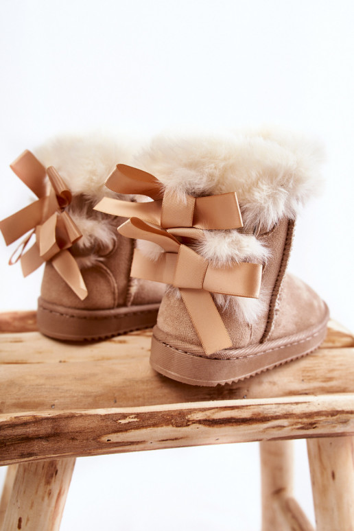 Warme Kinderstiefel mit Bändern Schneestiefel elfenbein Funky