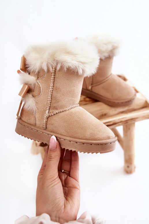 Warme Kinderstiefel mit Bändern Schneestiefel elfenbein Funky