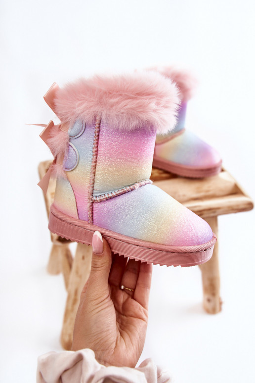 Warme Kinderschuhe mit Bändern, Schneestiefel, verschiedene Farben. Funky