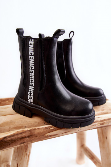 Gewärmte Kinderstiefel in der schwarzen Farbe Kimmy