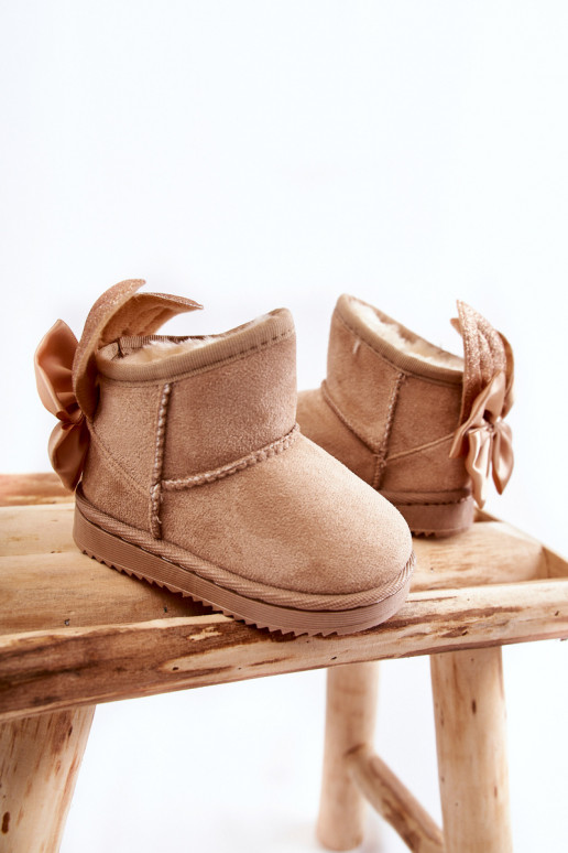 Gewärmte Schneestiefel für Kinder mit Bändern beige Meriva