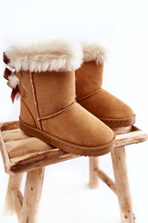 Warme Kinderschuhe mit Bändern, Schneestiefel beige Funky