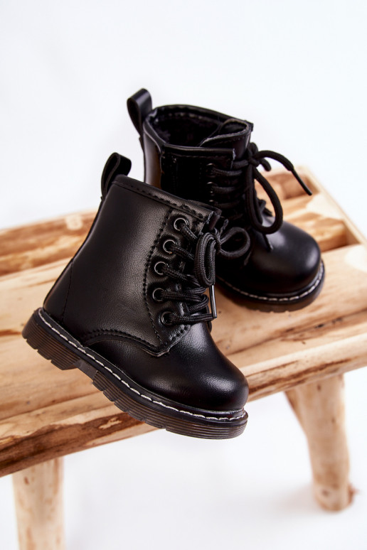 Kinderstiefel mit Reißverschlüssen in der Farbe Schwarz Omua