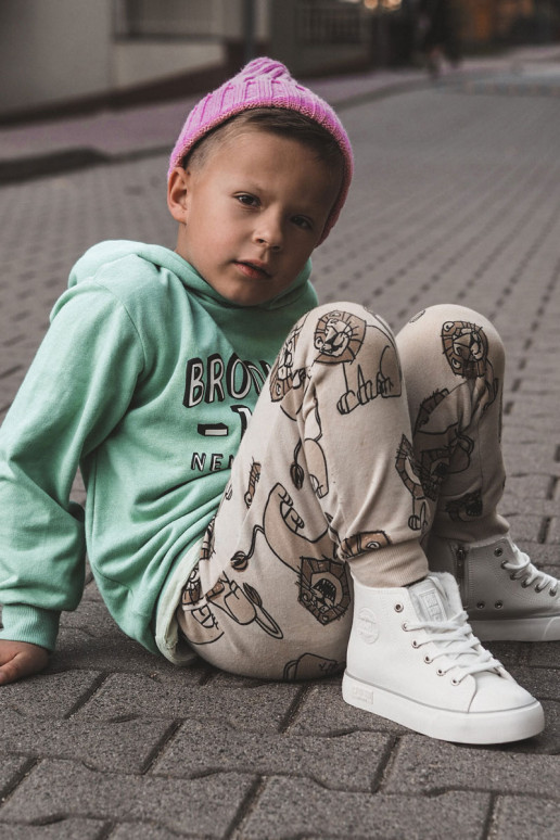 Kinderschuhe mit Einlegesohlen mit Reißverschlüssen Big Star KK374227 weiße Farbe