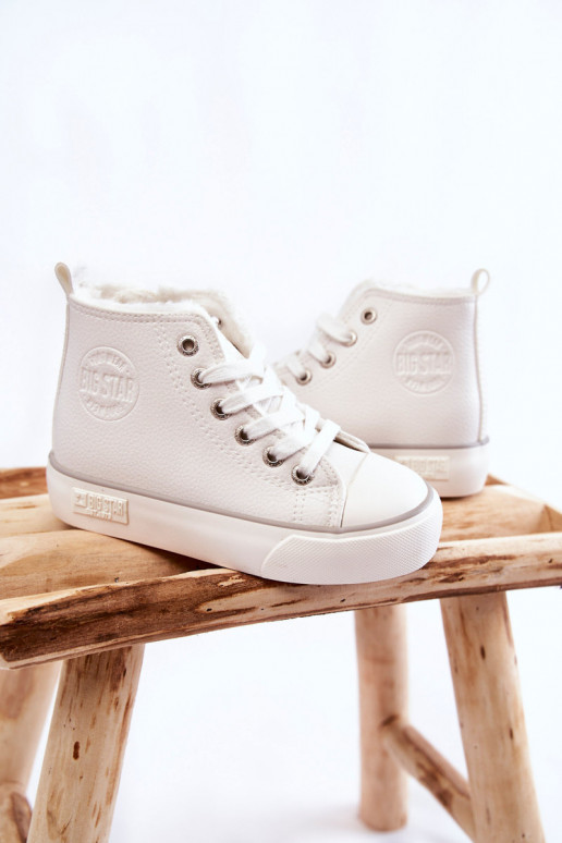 Kinderschuhe mit Einlegesohlen mit Reißverschlüssen Big Star KK374227 weiße Farbe